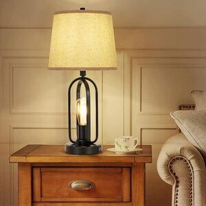 Vatoni Fully Dimmable Table Lamp w/ USB Port | Bedside Lamp | Rotary Switch | NI